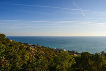 Fototapeta na wymiar Sea, mountains and sky in Sitges