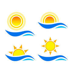 Fototapeta na wymiar Sun vector icons on white background