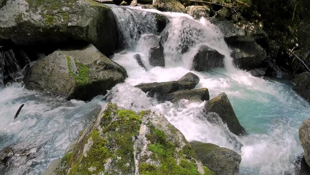 Summer Landscape on the Alpine Falls of Amola