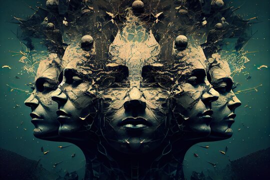 Collective unconscious, subconscious mind. Human psychiatry. Psychology mental concept. Generative AI