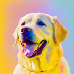 happy labrador retriever dog with colorful background