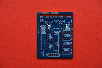Blue microcontroller chip. A chip with a processor. A chip for assembling the device.