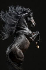 Obraz na płótnie Canvas Generative AI background illustration of Horse jumping in motion