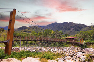 Puente colgante en la selva