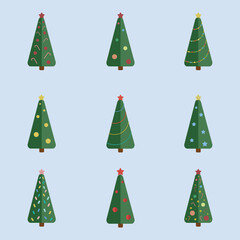holiday vector set of abstract christmas trees illustration