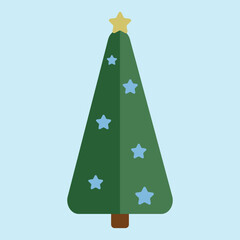 holiday vector christmas tree with stars isolated illustration