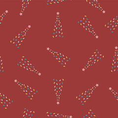 holiday vector christmas trees on red background pattern