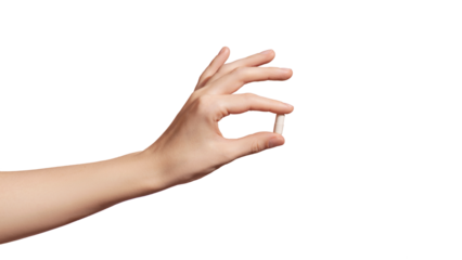 Hand holding the supplements on transparent background