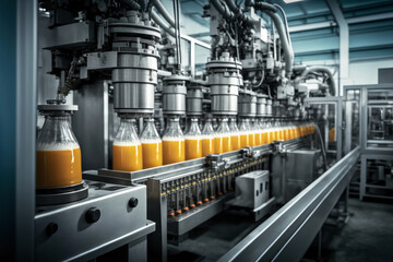 Beverage Factory with High-Speed Production Line, generative ai