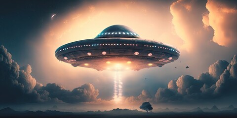 Fototapeta na wymiar ufo in the sky illustration design art