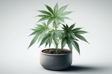 Obraz premium isolated high detail cannabis plant in white pot made by generative ai
