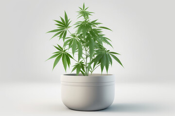 isolated high detail cannabis plant in white pot made by generative ai