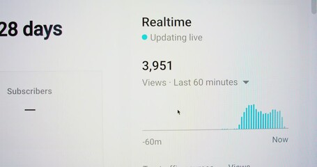 Close-up of social media user interface a video views in realtime. Quick Increasing. Influencer marketing. - Powered by Adobe