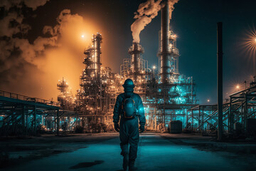 Nighttime Petrochemical Plant Operations, generative ai