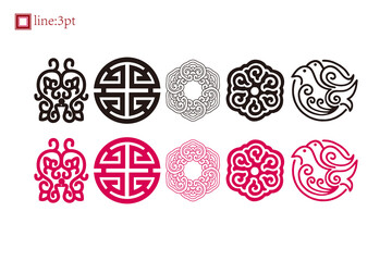 Oriental Traditional Holiday Ornaments Simple oriental art set. Scalable editable pattern.