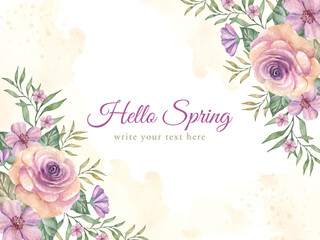 Spring season background template with rose flowers painting ornament