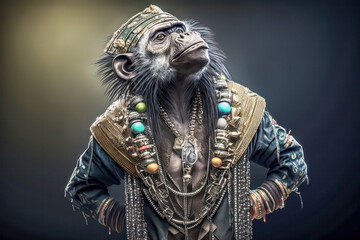 Exotischer Animal Rocker Panker  Abstrakte Illustration Digital Art Hintergrund Background Cover Generative AI Cartoon Fantasy	
