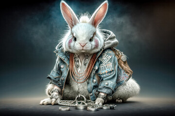 Exotischer Animal Rocker Panker  Abstrakte Illustration Digital Art Hintergrund Background Cover Generative AI Cartoon Fantasy	
