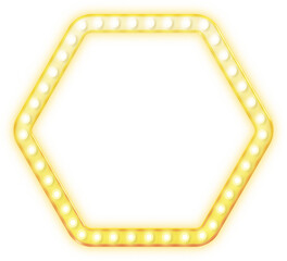 Hexagon shape golden frame with glowing light bulb illustration