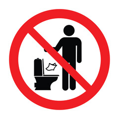 Don't dirty the paper in the toilet, prohibit sign, vector illustration