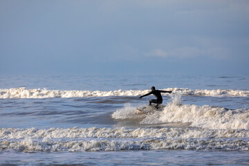 sea surfing in storm