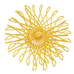 Gold flower shape Spirograph icon. 3d rendering.	
