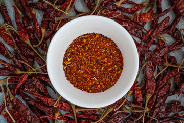 Chilli Flakes in white bowl