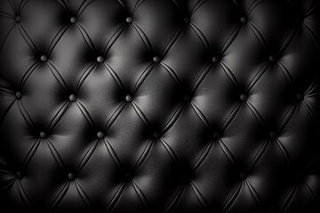 Detailed texture of black leather upholstery background, luxury, generative ai