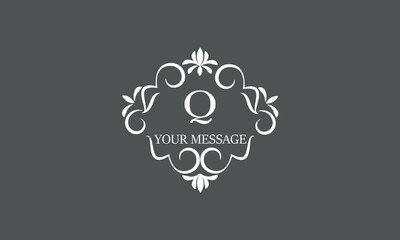 Calligraphic elegant logo design template for letter Q. Business sign, identity monogram for restaurant, boutique, hotel, heraldry, jewelry.