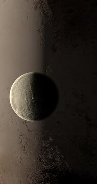 Dwarf Planet 28978 Ixion orbiting near Pluto planet. 4K Vertical