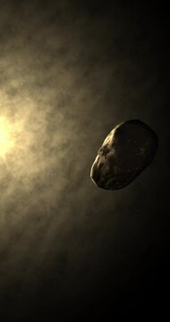 Styx orbiting with solar atmosphere. 4K Vertical
