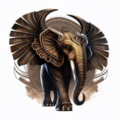 Elephant fantasy metal bronze logo. Ai generated - 572749835