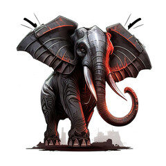 Elephant fantasy metal bronze logo. Ai generated - 572749852
