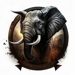 Elephant fantasy metal bronze logo. Ai generated - 572749885