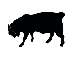 Vector flat goat silhouette isolated on white background