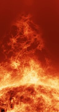 Animation of atmosphere solar in the sun with flames anda blazes. 4K Vertical
