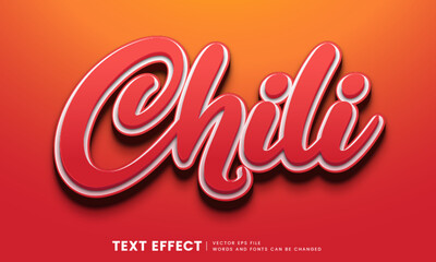 3d chili text effect. Editable fancy font style perfect for logotype, title and headline.
