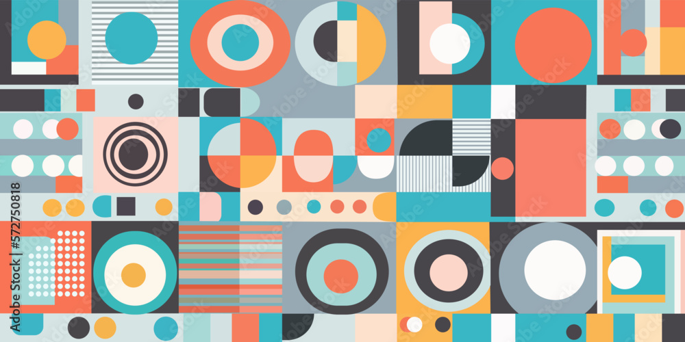 Poster geometric vector wallpaper. scandinavian abstraction, swiss geometry. used for printing on the surfa