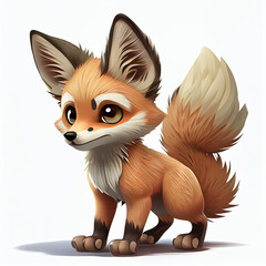 Fototapeta premium Cute fox animation on white background. Generative AI