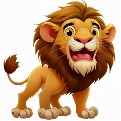 Obraz premium Cartoon lion animation on white background. Generative AI