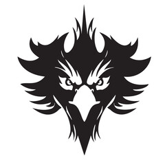 Abstract figure eagle head closeup. Good for tattoo. Editable vector monochrome image with high details isolated on white background