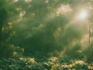 Fototapeta na wymiar morning light beautiful jungle garden