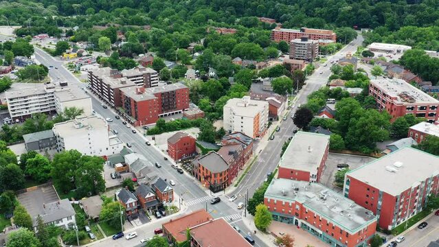 Aerial hyperlapse zoom of Dundas, Ontario, Canada 4K