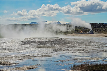 Unreal surreal steaming hot volcanic icelandic geothermal landscape - Seltun, Iceland highlands