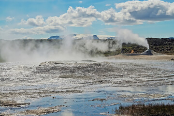 Unreal surreal steaming hot volcanic icelandic geothermal landscape - Seltun, Iceland highlands