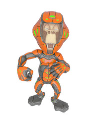 chimpanzee astronaut in a dominant pose top view