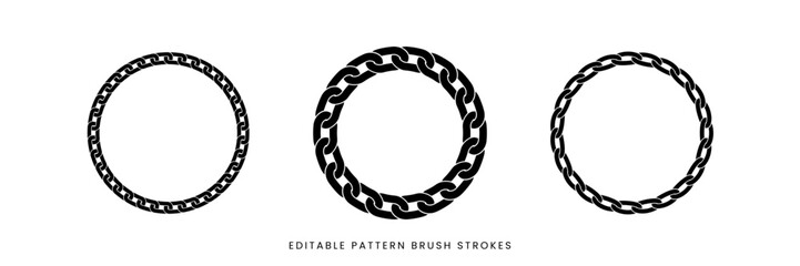 Set of chain pattern brushes editable template
