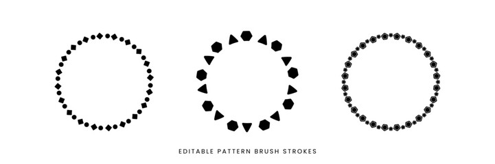 Set of geometrical shapes pattern brush template