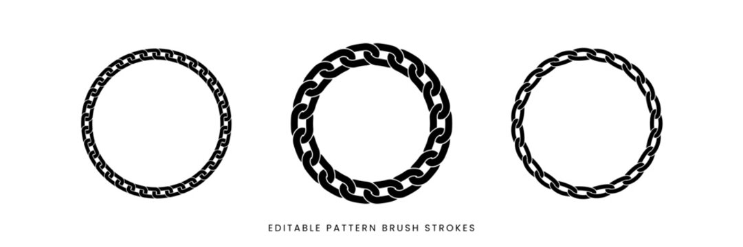Set of chain pattern brushes editable template
