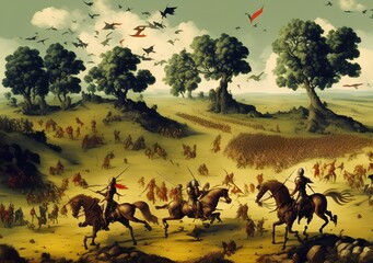 Battle of Knights, Generative AI Illustration